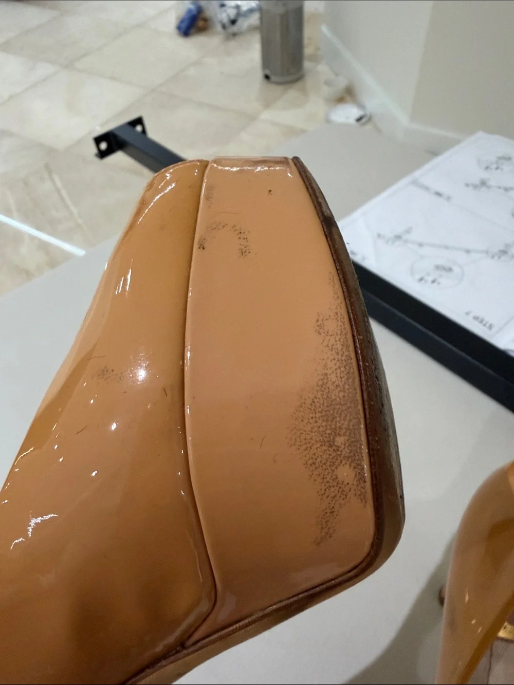 Dior Patent Leather Peep-Toe Platform Pumps in Caramel